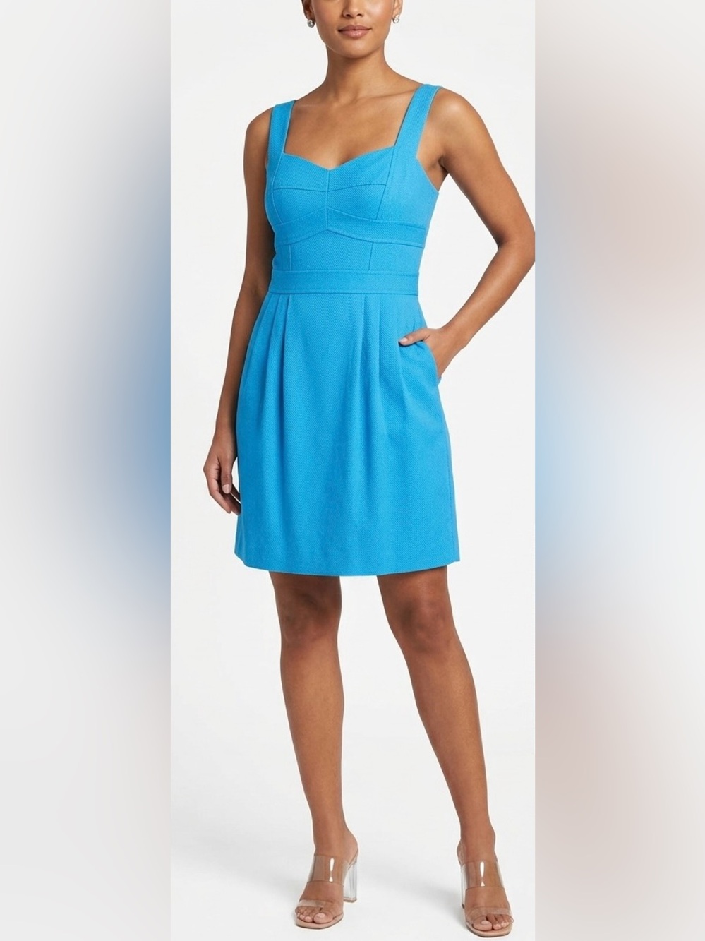 Vintage Nanette Lepore Bustier Sweetheart Neck Pleat Mini Dress Blue Sz 10